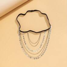 A Unique Multi-Layer Heart Tassel Design Leg Chain, Body Accessories Zinc Alloy Jewelry, Vintage Sexy Style Gift For Women - Bạc - Xem 3