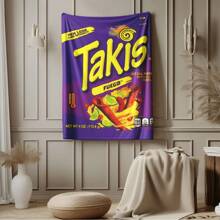 1 件卡通零食印花毛毯，超柔软舒适法兰绒毛毯，适合居家、旅行、沙发或床上使用，精美礼品