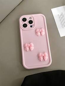 1 ốp lưng điện thoại nơ hồng 3D dễ thương, tương thích với Apple 16/16PRO/16E/ 15 14 13 12 Pro Max Plus 11/ XR, chống sốc và bảo vệ, tương thích với dòng , chống nước, chống rơi vỡ và chống trầy xước, phiên bản quốc tế, không phải phiên bản nội địa. - Hồng - Xem 5