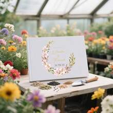 个性化婚礼宾客签名册，横版婚礼签名册（含字母姓名），精装婚礼宾客签名册，婚礼宾客签名册，定制婚礼宾客签名册，婚礼纪念册，婚礼剪贴簿，婚礼纪念册，36页婚礼小册子，单面定制婚礼小册子，封面定制婚礼小册子，个性化宾客登记册，定制婚礼宾客登记册，婚宴相册，订婚相册，周年纪念相册，婚礼礼物相册 - 白色 - 查看 2