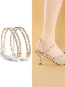 2 pezzi Fermalacci per tacchi alti, lacci da scarpe senza installazione per sandali, ciabatte, scarpe slip-on (possibili leggere variazioni di cucitura e disposizione di cristalli tra diverse partite, ma senza influire sull'utilizzo)