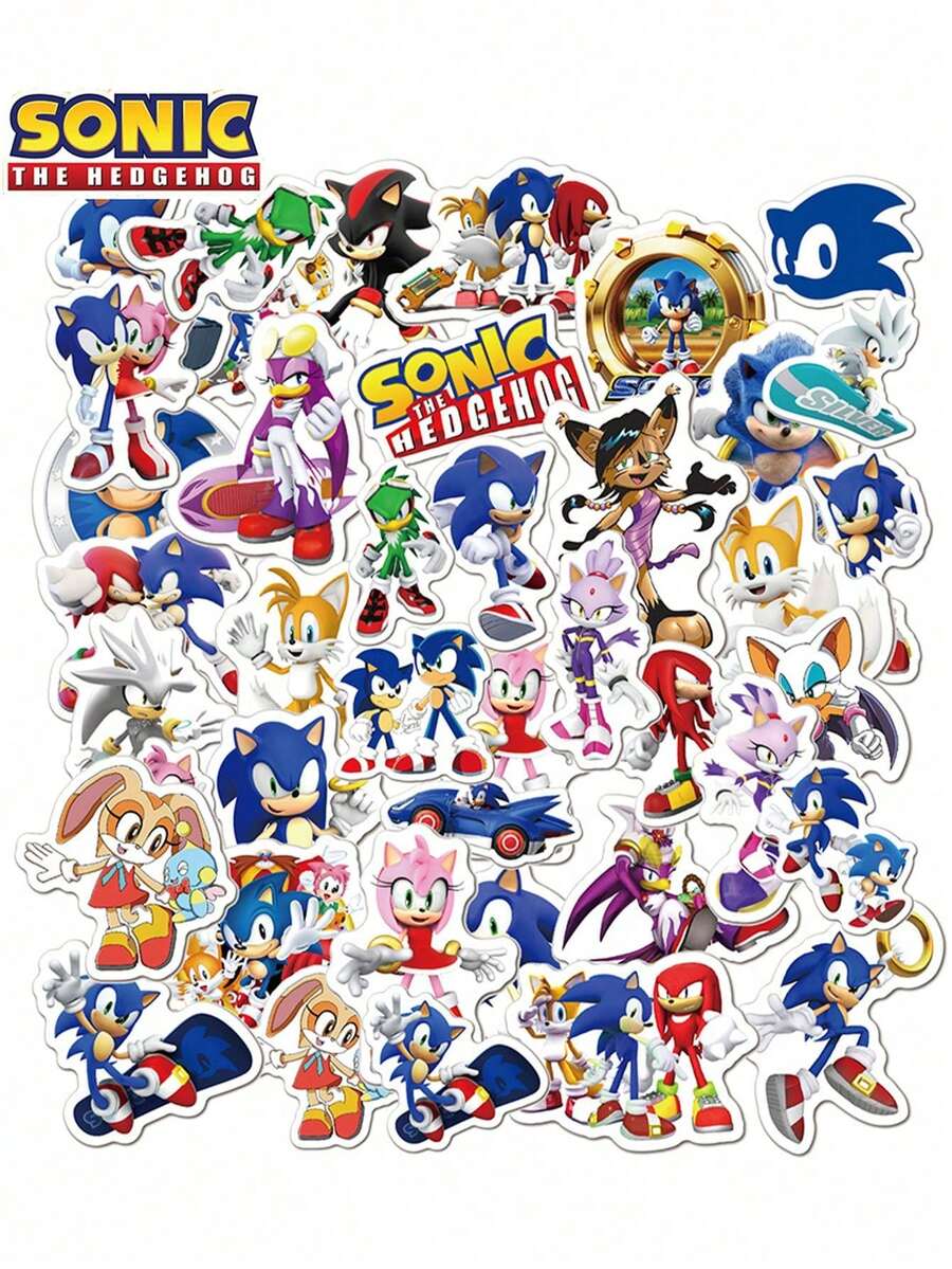 Sega 50pcs  Officially Licensed Series Stickers Miles Prower Amy Rose The Echidna Computer Mug Luggage Decoration Stickers Halloween Christmas Birthday Best Gift Mom And Friend Anniversary Gifts - Multicolor - View 1