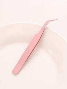 1pc Colored Pointed Tip Tweezer, Macaroon Pink Color Eyelash Crafting Hand Account Stainless Steel Tweezer