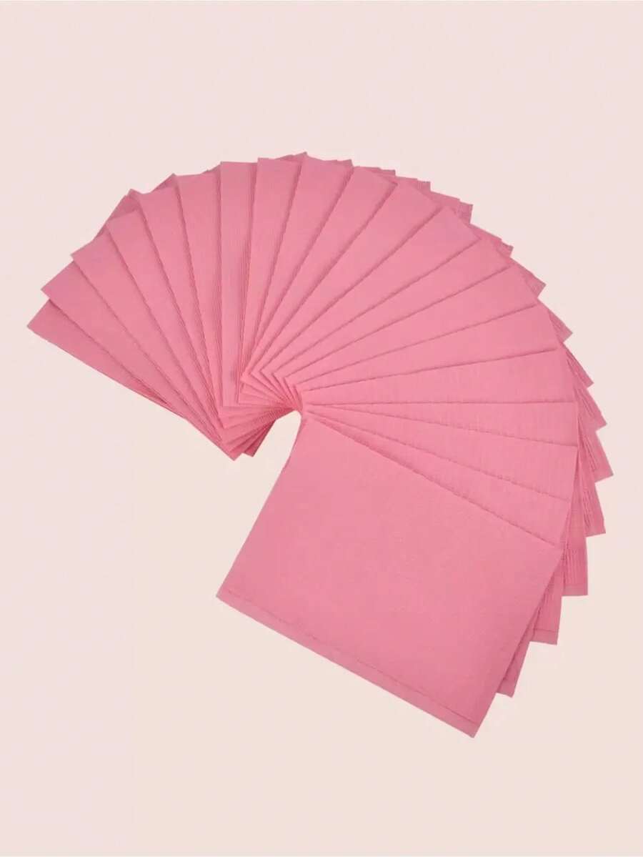 50 件粉色牙科围兜一次性美甲桌垫可折叠美甲纸巾，3 层一次性牙医餐巾病人围兜纹身围兜床单适用于沙龙美甲纹身牙科诊所、美甲用品、美甲工具、美甲工具、返校、指甲、按压指甲用美甲工具 - 粉色 - 查看 1
