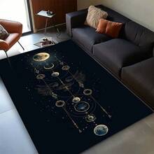 1pc 3.1'x2', 8.4'x6' Room Decor, Room Decoration, Party Decoration,  Moon Print Carpet , Large Rectangular Living Room Rug With Celestial Design, Soft Polyester Material, Perfect For Home Decor Or Entrance Mat, Simple Style Leisure Carpet, Carpet For Living Room - phong cách6 - Xem 3