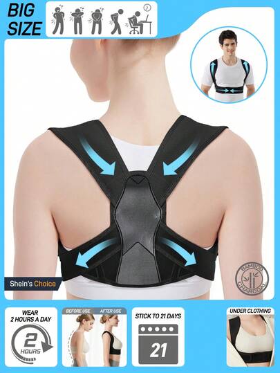 Adjustable Posture Corrector - Unisex, Supports Upper Back And Collarbone - Relieves Neck, Shoulder And Back Pain