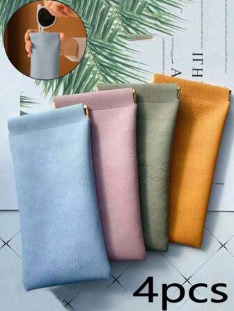4/1pc Zachte PU Zonnebrillen Pouch Houder Organizer Opbergruimte, Draagbare Squeeze Top Brillenkokers Zachte Brillenkokers, Heren- en Damesbrillenkokers, PU Leren Brillenetui, Minimalistische Effen Kleur Krasbestendige Brillen Opbergtas Brillen Accessoires Zonnebrillen, Zonnebrillen, Leesbrillen, Bijziendheidsbrillen Voor Buitensporten, Reizen, Terug naar School en Reisbenodigdheden Reisaccessoires Reistas Vakantie Vakantie Schoolspullen Zonnebrillen Dames