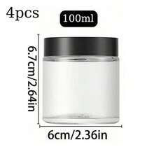 4 piezas Tarro de vidrio con tapa, recipiente circular transparente, tarro de viaje con forro interior y tapa negra, usado para almacenar exfoliantes de labios y Body, lociones, mantequillas corporales, sales de baño, líquidos