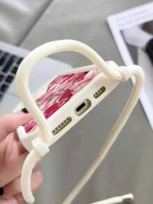 百合花彩绘新款凹槽挂绳手机壳，撞色米色加厚防摔保护套适用于 16/16Pro/16ProMax/16Plus/14ProMax 带双孔可拆卸表带， 15ProMax/13ProMax/14/7P/12ProMax 软硅胶米色背包式可调节表带 XsMax 手机壳 - 彩色 - 查看 5