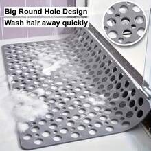 1pc Bathroom Mat With Suction Cup, Shower Blanket, Shower Mat With Circular Hole Design, Bathroom Massage Ring, Quick Drainage, Suitable For Shower Rooms, Bathroom Decor,Hotel Bathrooms, Toilets, Bathtubs, Bathroom Accessories,Halloween Gifts - Grey - View 7