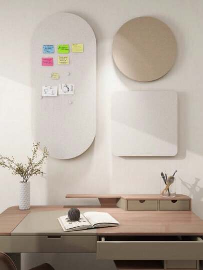 1pc No Drilling Required Decorative Bulletin Board, Self-Adhesive Wall Memo Board, Nordic Minimalist Felt Combination Display Board, Reusable Household/Office/Classroom Photo Wall Memo Board, Can Insert Pins, Polyester Felt Pin Board For Room Decor, Office Memo, Study Reminders, Entryway Key Rack, Vanity Organizer, And Holiday/Party Theme Wall Backdrop, Suitable For Bedroom, Study, Living Room, Office, Classroom