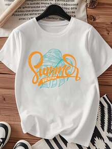 One piece shirts summer tops cotton  clothes women camisas de mujer lindas Verano Vacacionescamiseta de algodón negro blanca 180gestampado de hoja tropicalcamiseta de algodón de alta calidadcuello redondocorte básico holgado hombres y mujeres transpirable versátil lavable a máquina cómoda talla S ~ 3XL diario casual deportes imprescindible para el verano - Blanco - Ver 1
