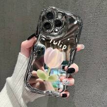Funda para teléfono 1 pieza Diseño de TPU Teléfono ondulado galvanizado, evita el desgaste, transpirable, resistente al calor y al polvo, adecuado 11, 12, 13, 14, 15, 16 Plus Pro Promax XSMAX X/ XS - Blanco - Ver 1