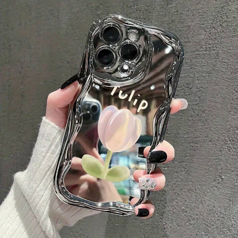 Funda para teléfono 1 pieza Diseño de TPU Teléfono ondulado galvanizado, evita el desgaste, transpirable, resistente al calor y al polvo, adecuado 11, 12, 13, 14, 15, 16 Plus Pro Promax XSMAX X/ XS - Blanco - Ver 1