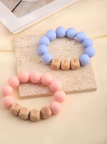 Customizable Letter Beads Silicone Bracelet, 15MM Elastic Cord, Personalized With Name, Message, Date, Suitable For Birthday, Valentine's Day, Anniversary, Gift For Boyfriend/Girlfriend, Wear