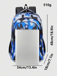 Doodle Camouflage Backpack Large Capacity Multi-Compartment Student Backpack - Lightweight Multi-Season Street Style Student Backpack Travel Backpack Back To School Supplies - Multicolor - View 4