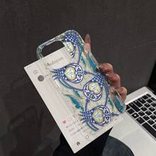 HANCAI 1 件蓝色鸢尾花图案简约图形印花防摔手机壳，适用于 11/12/13/14/15/16/16 Pro/16 Pro Max 系列