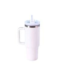 Tasse isotherme de 40 oz (1200 ml) avec poignée, bouteille d'eau sous vide, tasse à eau thermique avec couvercle, paille, en acier inoxydable pour boissons chaudes et froides, tasse à café portable grande taille pour café chaud et froid