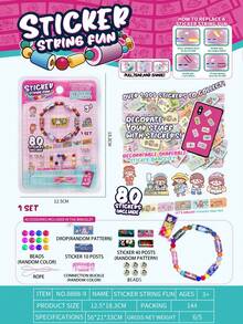 80/160张/包创意热销手链贴纸，多功能手链贴纸册，适用于DIY、日常装饰、学习用品、圣诞礼物/新年礼物（2026年） - 彩色 - 查看 11