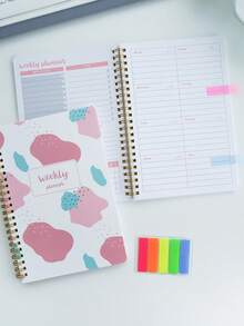 week plan 1pc 52-Week Undated Weekly Planner,+Color-Coded Tab Stickers,A5 Daily Planner Notebook With Weekly Task List,Habit Tracker,Meal Planner & Daily Breakdown,Designed To Balance School, Work & Wellness,Back To School Supplies - Multicolor - View 8