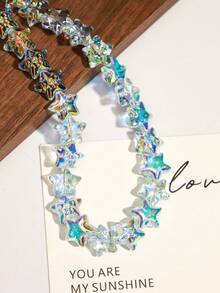 新品14.8*14mm玻璃立体半透明五角星水晶珠散珠DIY耳环项链手链饰品半成品配件 - 彩色 - 查看 15