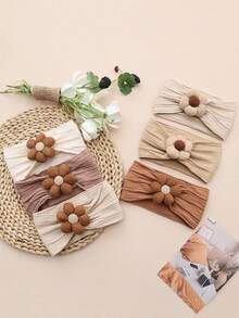 1 Set Autumn Winter New Felt Six-Petal Flower Baby Headband, Cute Elastic Nylon Intricately Woven Infant Hair Accessories