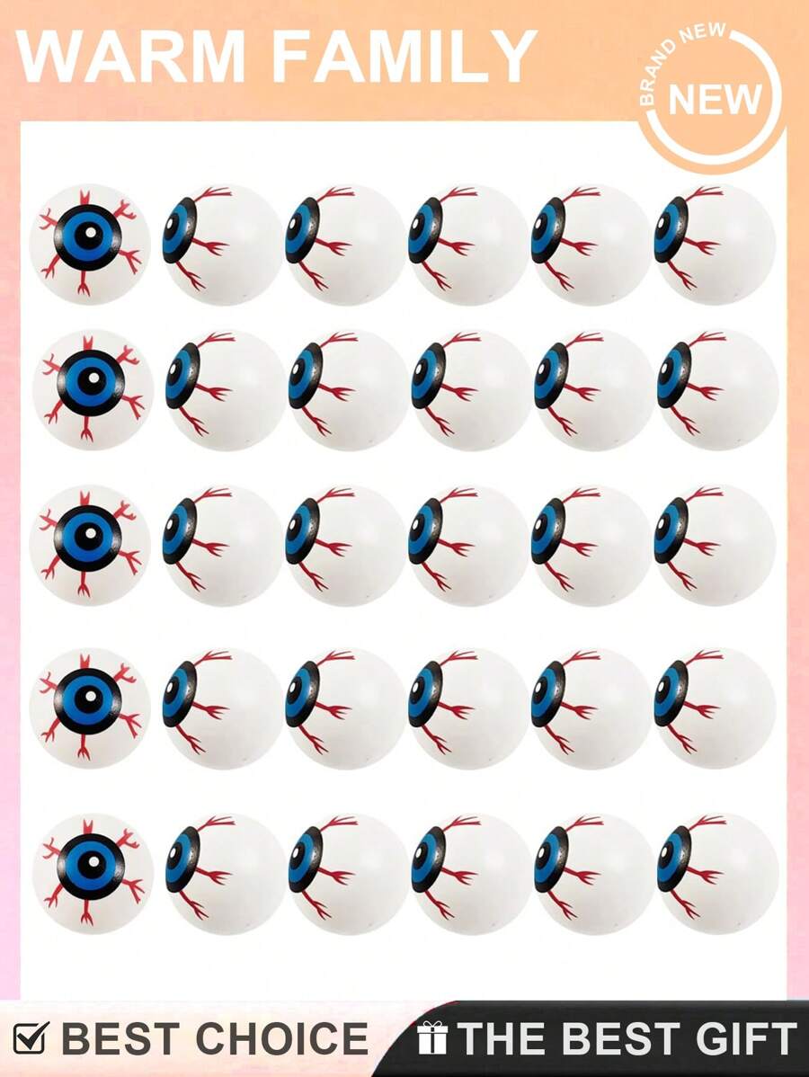 2 件随机颜色 - 万圣节装饰用品，塑料乒乓球眼球恐怖道具服装派对礼物恐怖角色扮演怪异眼球适合万圣节、圣诞节、惊喜礼物 - 彩色 - 查看 1