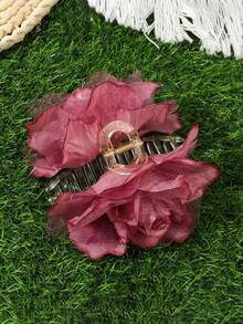 1pc 12cm Elegant Artificial Oversized Flower Hair Claw Hair Accessories Flower Hair Clips, School Stuff, College - Multicolor - View 6
