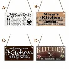 1 Pieza, Tablón de madera con Reglas de Cocina, Citas inspiradoras divertidas en lienzo para colgar en la pared, Decoración de habitación, Decoración de escena, Decoración de cocina, Decoración de pared inspiradora para el hogar, la cocina, la sala de estar u oficina - El regalo perfecto para ella o él