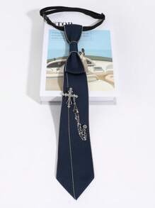 1 Stück Vintage Strass-besetzte Sterne, Mond, Sternenlicht/Kreuz abnehmbare Schleife, einfarbige leicht zu tragende Krawatte, geeignet für Lässig, Business, täglichen Gebrauch