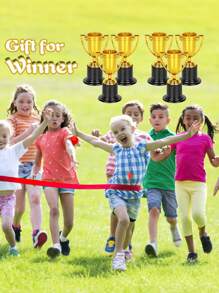 10 pezzi Piccoli trofei in plastica con fischietto, set per omaggi da festa, oggetti di scena, premi, concorsi per bambini e adulti, decorazioni per feste, per migliorare l'atmosfera, trofei dorati - festa di nascità