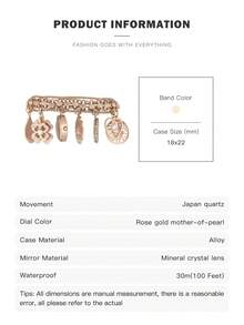 Anne Klein Women's Rose Gold-tone Crystal Accented Charm Bracelet Watch Luxury Quartz Chain Bracelet Watch for Ladies with Oval Pendant Case and Mother-of-pearl Dial Watch - 玫瑰金 - 查看 4