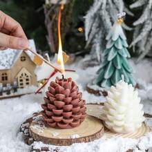 1PC Handcrafted Pine Cone Scented Candle - Indoor Use, Christmas Festive Holiday Decor For Home, Office, Restaurant, Perfect Christmas Gift For Best Friends & Loved Ones, Romantic Winter Holiday Decor, No Battery Required Home Decor Christmas Decorations Room Decor, Christmas Gifts
