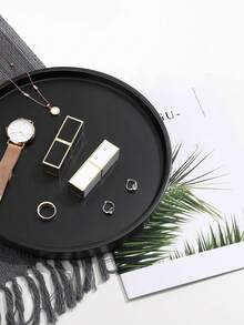 Khay phòng tắm bằng silicon 3 kích cỡ, khay trang điểm tròn, giá để đồ trên mặt bàn bếp, giá để xà phòng trang trí, khay trang trí để nước hoa, nến, cây cảnh (màu đen) - màu đen - Xem 6