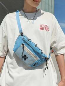 时尚休闲简约腰包，适合大学生 - 藍色 - 查看 5