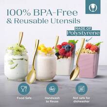 Posh Setting  Plastic Mini Gold Spoons, Gold Mini Spoons, Gold Plastic Mini Dessert Spoons, Disposable Tiny Gold Spoons, 4 Inch Mini Spoons For Appetizers, Taster Spoons, I Cream Spoons(80 Pack) - Thìa vàng mini - 80 chiếc - Xem 6