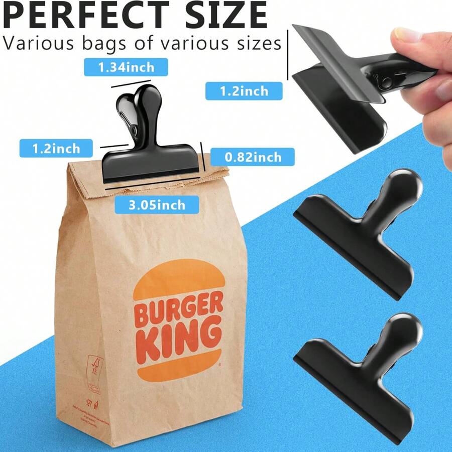 袋夹，重型不锈钢芯片夹，非常适合厨房办公室密封咖啡袋，纸质 - 8 件彩色