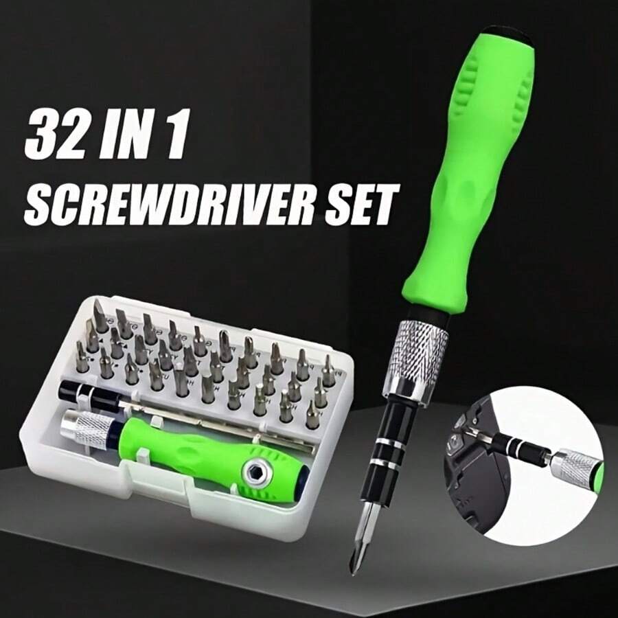 32-In-1 Multifunctional Precision Screwdriver Set, Aluminum Alloy, Portable Multifunctional Repair Toolkit, Suitable For Cell Phone And Notebook Repair - 32-in-1黃色 - 查看 1
