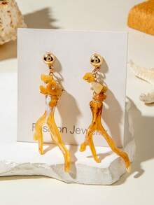 imoli 1 对海滩度假波西米亚风格吊坠亚克力珊瑚耳环，适合女士佩戴，独特设计适合日常、海滩旅行、旅行（不同片数和尺寸的亚克力碎片）