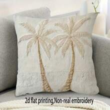 1 funda de cojín moderno y minimalista con diseño de palmera, estampado en 2D de palmeras blancas de 18" x 18", lavable a máquina, para sofá/decoración de la habitación, sin relleno incluido