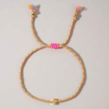 1PC Bohemian Casual Style Multicolor Cord Copper Cross Bracelet | Handmade Stackable Couple/Best Friend Bracelet, Perfect For Gifting | Birthday Presents For Lovers & Friends, Year-Round Wear