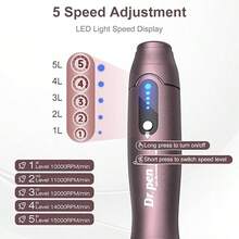 Dr.pen A10 - 0.25mm 可更换针头长度,A10 微针美容笔,女士礼物,母亲节礼物,节日礼物,A10 面部及身体微针笔,带数字显示屏,无线微针美容笔 - 紫羅蘭色 - 查看 6