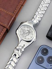Y2K Men's Twisted Vintage Fashion Niche Quartz Wristwatch, Suitable For Daily Life And Holiday Gifts - Silver - View 1