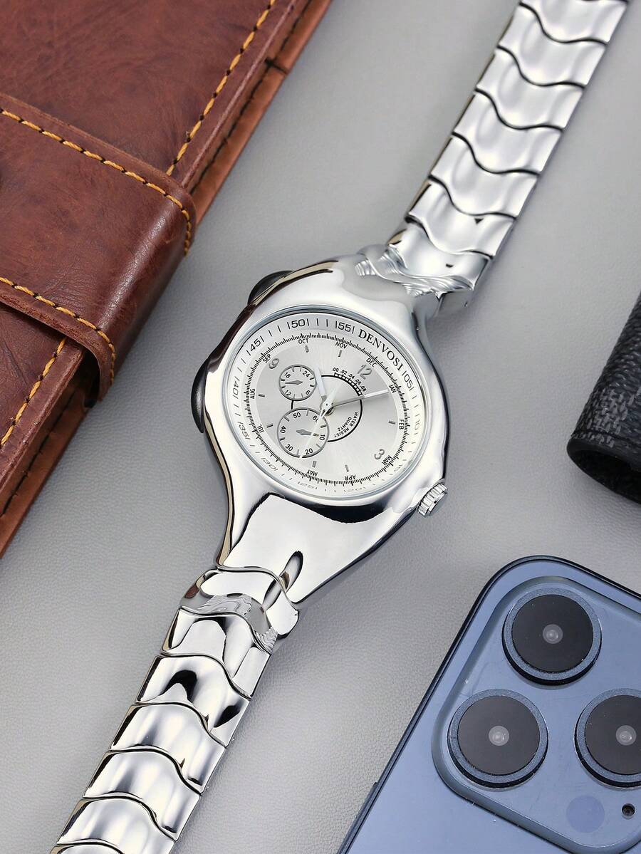 Y2K Men's Twisted Vintage Fashion Niche Quartz Wristwatch, Suitable For Daily Life And Holiday Gifts - Silver - View 1
