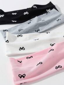 4件套时尚女士柔软防滑蝴蝶印花发带，弹性瑜伽运动发饰，百搭日常佩戴优雅发带时尚头巾，蝴蝶结配饰，适合上学、大学、秋季配饰，秋冬度假装扮女士优雅围巾女士头巾柔软头巾