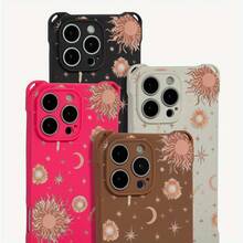 Funda para teléfono móvil 1PC con diseño de la luna y... Estampado de estrellas. Las cuatro esquinas se pueden usar para colgar el teléfono. Es adecuado para la funda TPU impresa suave de 15 Pro, 16 Plus, 13, 14 y 12 - Colores mixtos 3 - Ver 4
