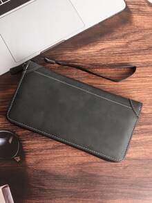 HOVI'S 复古简约长款钱包 大容量 多卡位 商务/办公通勤 男士拉链钱包 腕带 钥匙扣钱包 男士礼物 情人节 黑色包 旅行必备品 节日必备品 男士包 冬季钱包 校园 运动生活 男士钱包 度假礼品包 包包 手拿包 手提包