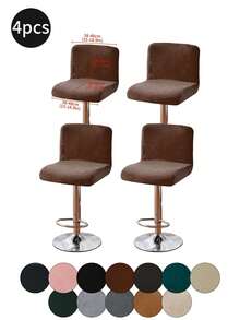 1pc/4pcs/6pcs Silver Fox Plush Low Back, Solid Color Elastic Full Wrap Low Back Chair Cover, Soft & Skin-Friendly Anti-Dirty Low Back Chair Slipcover, Suitable For Dining Room, Study, And Other Chair Decoration, Room Decor - Multicolor - View 28