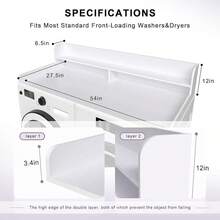 2-Tier Washer And Dryer Countertop Shelf, White Laundry Topper With Non-Slip Pads, Laundry Room Storage & Organization For Small Apartment Kitchenhalloween - Trắng- - Xem 11