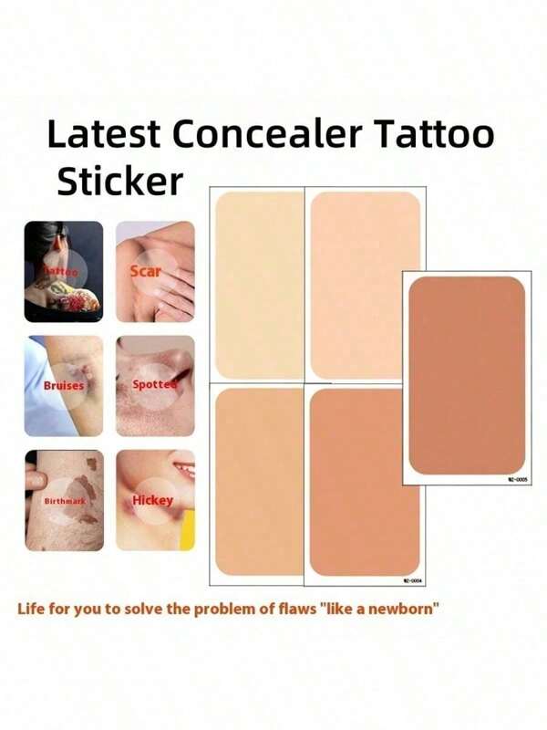 5pcs Multi-Skin Tone Tattoo Cover, Tape, Concealer Sticker Pads, Scar Covering Tape, Waterproof, Suitable For Most People